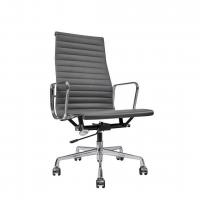 Кресло Eames Style HB Ribbed Office Chair EA 119 Серая кожа