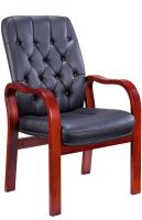 Кресло для посетителей Monaco Wood CF Экокожа Черный