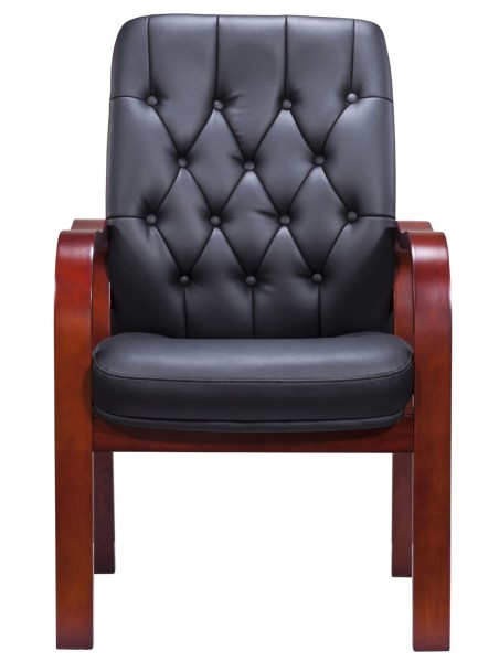 Кресло для посетителей Monaco Wood CF Экокожа Черный