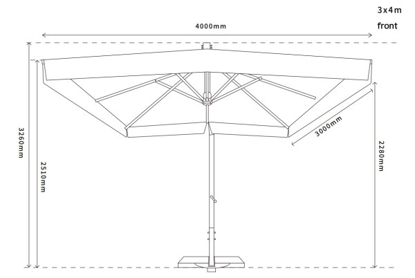 "Корсика" зонт уличный 3х4м на боковой алюминиевой опоре, цвет под дерево