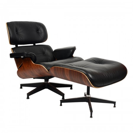 Кресло Eames Style Lounge Chair Ottoman Black Premium U.S. Version