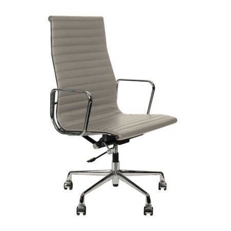 Кресло Eames Style HB Ribbed Office Chair EA 119 Светло-серая кожа