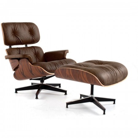 Кресло Eames Style Lounge Chair Ottoman Premium состаренная кожа